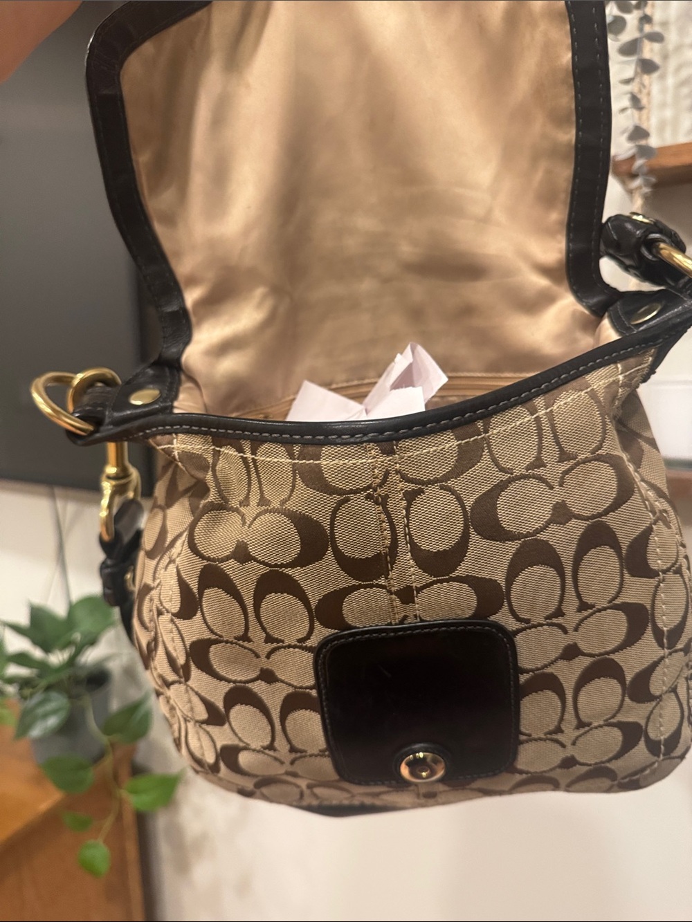 Coach Bleeker Brown Signature Canvas with Buckle Leather Flap shoulder bag - Picture 8 of 11